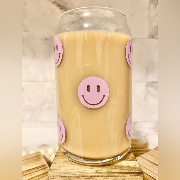 🙂HOST PICK🙂🌟 Smiley Face Glass | Iced Coffee Glass Cup🌟 - Picture 5 of 6
